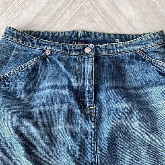 AJ Armani Jeans Blue Denim Skirt Snap Closure - Picture 2 of 7